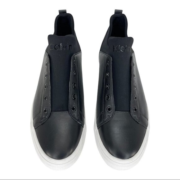 Calvin Klein Valorie Black Leather Neoprene Womens Sneakers Size 10M - Picture 5 of 14